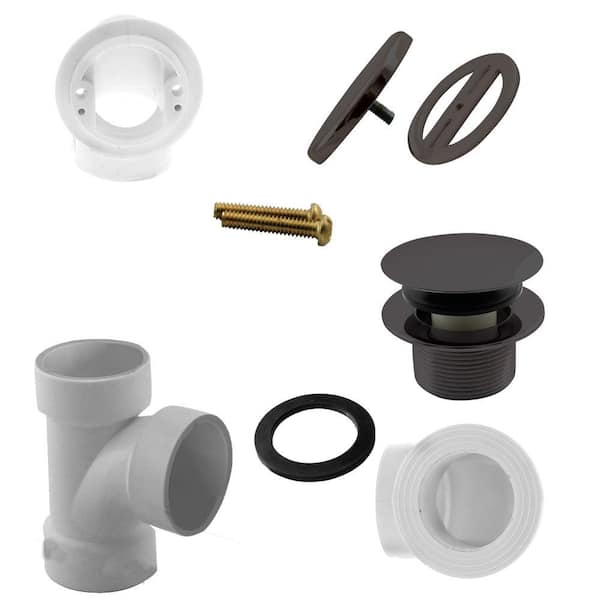 Unbranded Illusionary Overflow, Sch. 40 PVC Plumbers Pack with Tip-Toe Bath Drain in Oil Rubbed Bronze