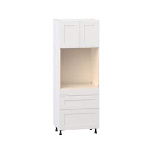 Roseland 30 in. W x 24 in. D x 84.5 in. H Assembled Shaker Single Oven Kitchen Cabinet in Warm White with 3 Drawers