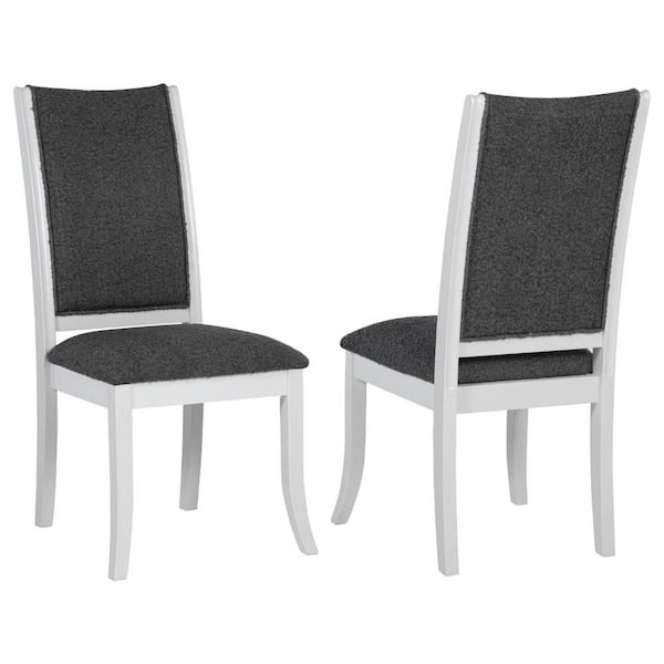 Judy White and Dark Gray Fabric Solid Back Dining Side Chair (Set of 2)