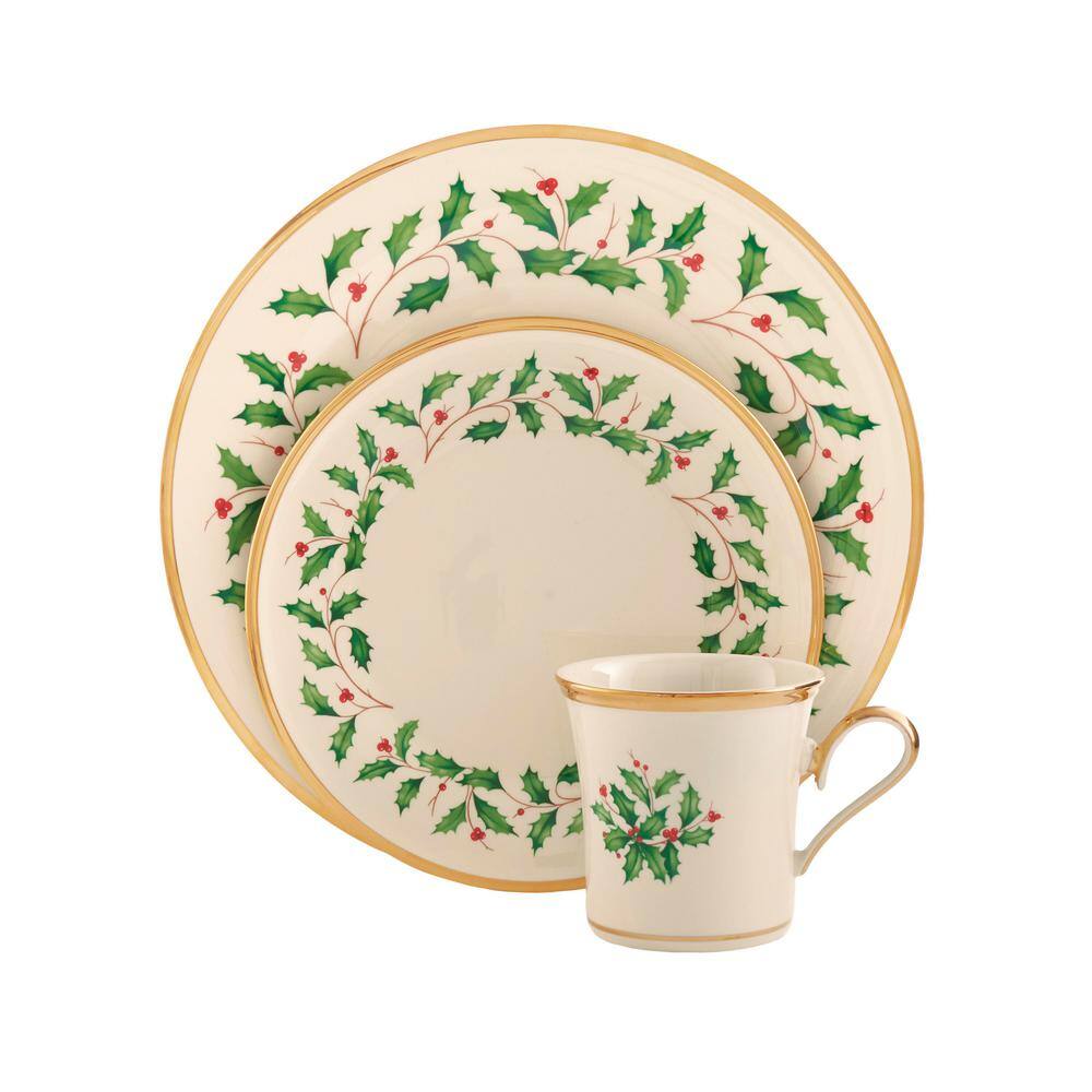 Lenox Holiday 12-Piece Porcelain Dinnerware Set with Gold Detailing