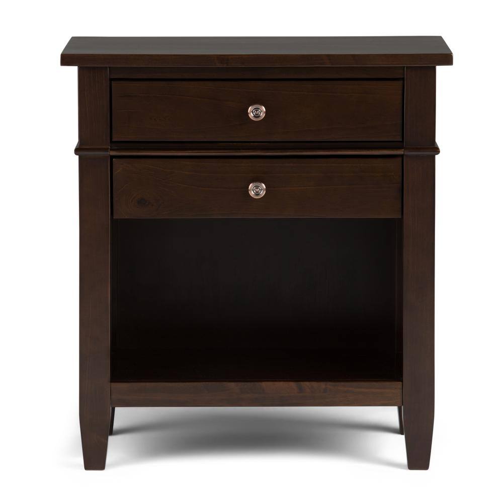 Carlton Transitional Dark Tobacco Brown Solid Wood Bedside Nightstand