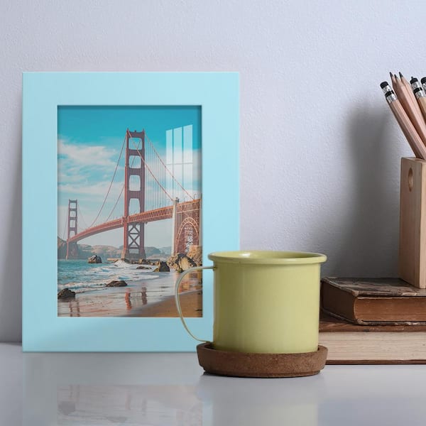 Modern 3.5 in. x 5 in. Light Blue Picture Frame (Set of 4)