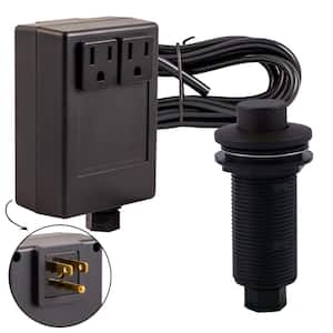 Sink Top Waste Disposal Air Switch and Dual Outlet Control Box, Raised Button, Oil Rubbed Bronze