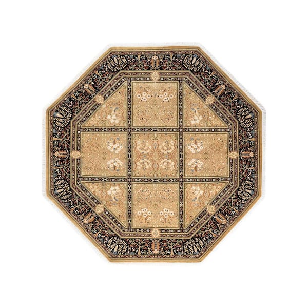 Solo Rugs Mogul One-of-a-Kind Traditional Yellow 6 ft. 1 in. x 6 ft. 1 in. Floral Area Rug