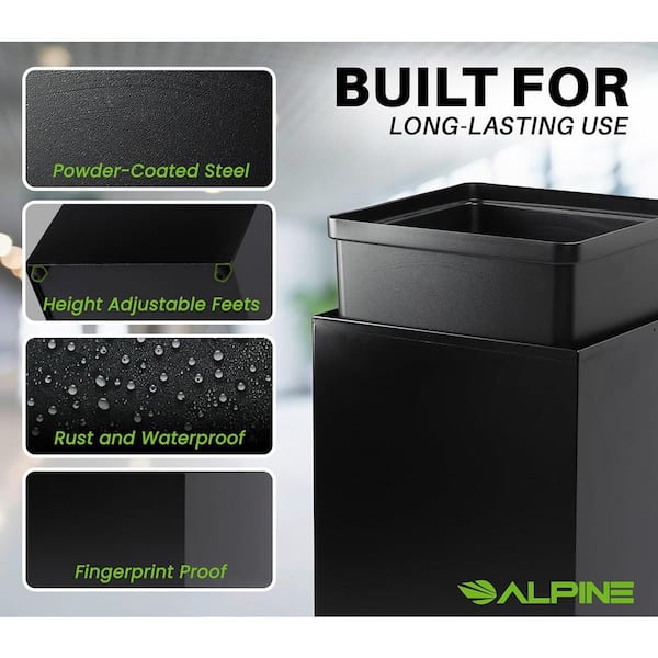 87 Gal. 3-Stream Steel Blue and Green Recycling Bin and Black Trash Can Waste Station with Mixed Slot Lids