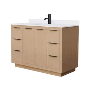 Maroni 48 in. W x 22 in. D x 33.75 in. H Single Sink Bath Vanity in Light Straw with White Cultured Marble Top