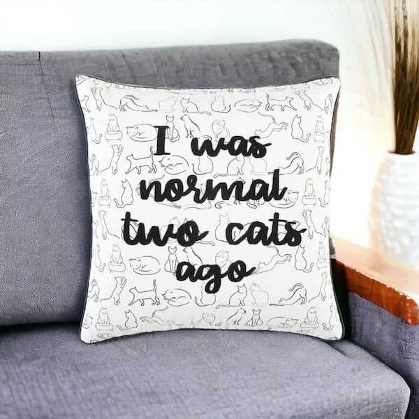 HomeRoots Black, White Solid Polyester 20 in. X 20 in. Throw Pillow