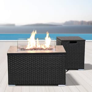 31.5 in. 40,000BTU Fire Pit Propane Gas Fire Pit Table Retangular Tabletop