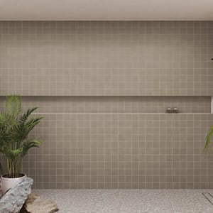 Frammenta Square 12 in. x 12 in. Dark Grey Porcelain Mosaic Tile (10.66 sq. ft./Case)