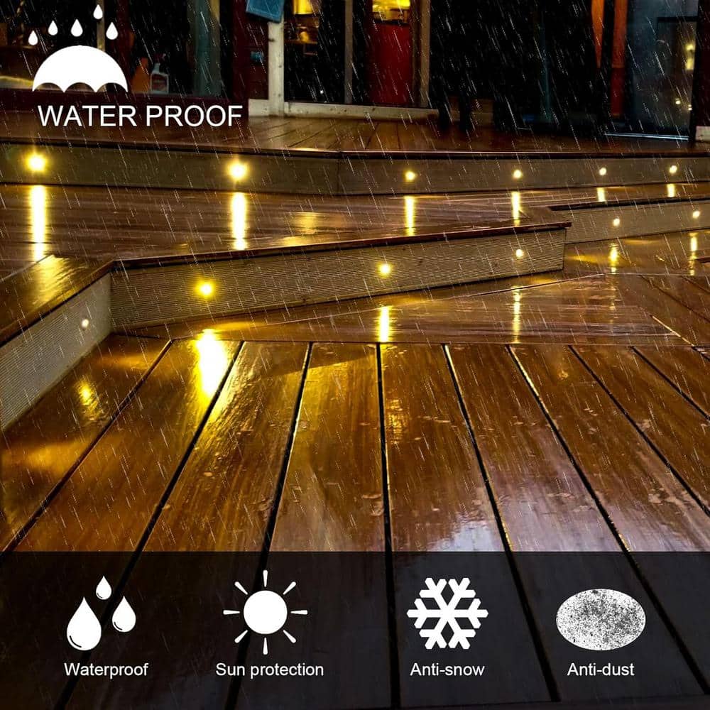 16-Pack Warm White LED Recessed Deck Lights with Black Shell