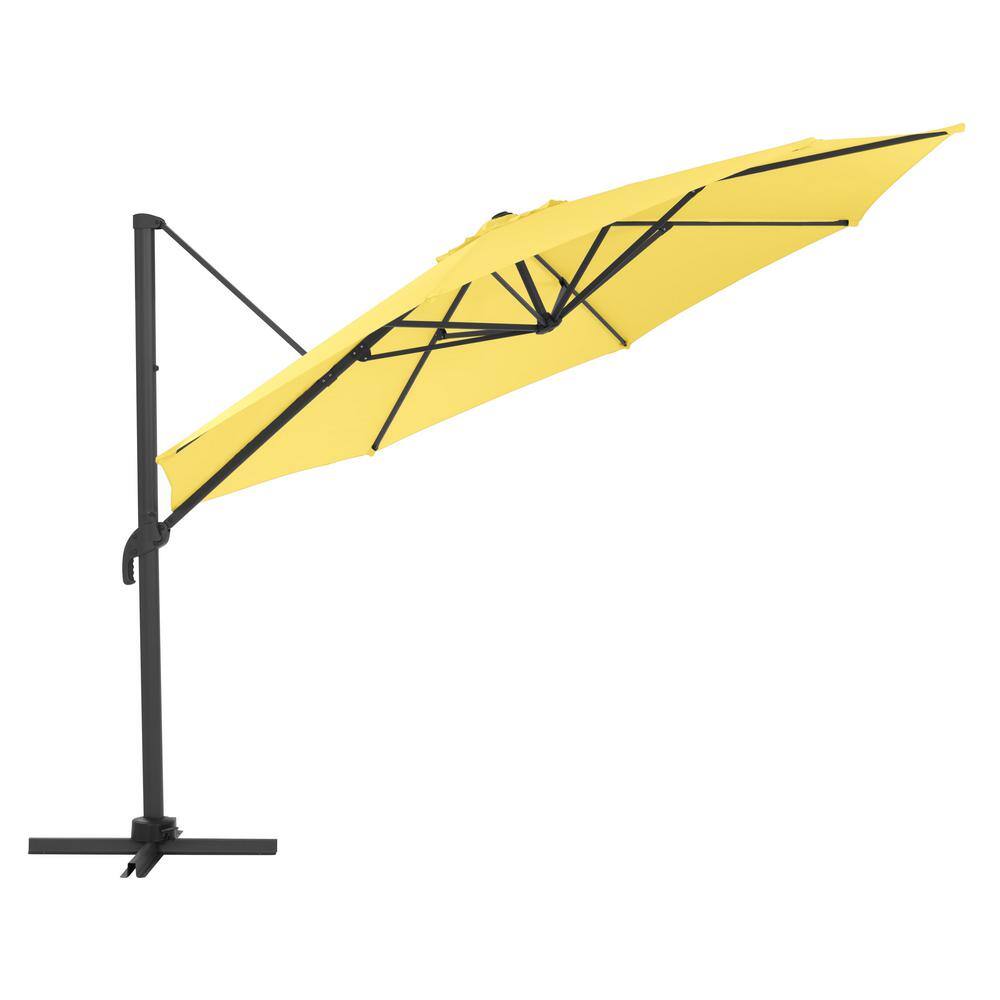 CorLiving 11.5 ft. Aluminum Cantilever UV Resistant Deluxe Offset Patio Umbrella and Base in