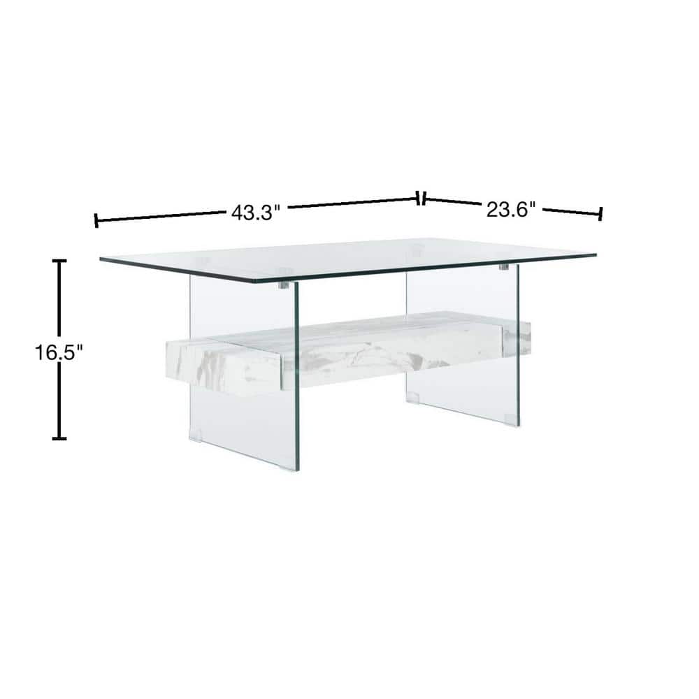Kayley Rectangular Glass and Marble Coffee Table