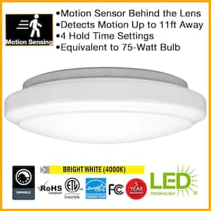 12 in. Motion Sensing Closet Light LED Flush Mount Ceiling Light 1000 Lumens 4000K Bright White Garage Storage Room