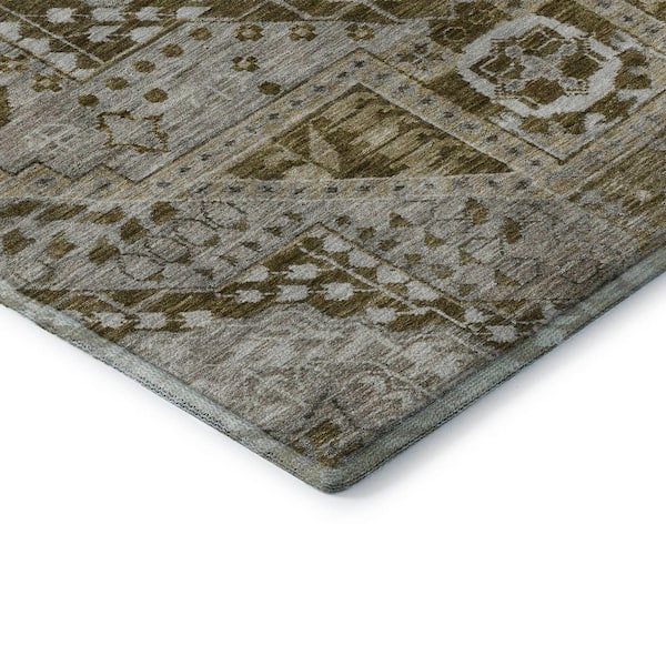 Mayfield Premium Machine Washable Abstract AMF1924 Khaki 10 ft. x 14 ft. Area Rug