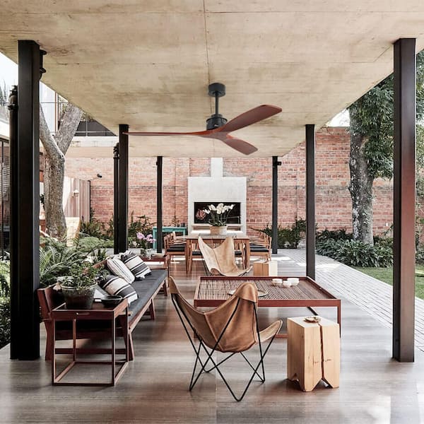 60 in. Indoor/Outdoor Black Farmhouse Wood Ceiling Fan with 6-Speed Long-Handled DC Remote Control Included