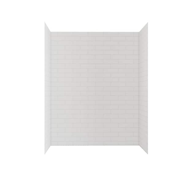 60 in. x 32 in. x 78 in. 4-Piece Glue-Up Alcove Shower Wall Surround in White Subway