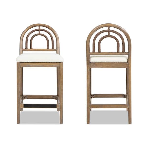 Jennifer Taylor Leon 27 in. Arched Back Wood and Upholstered