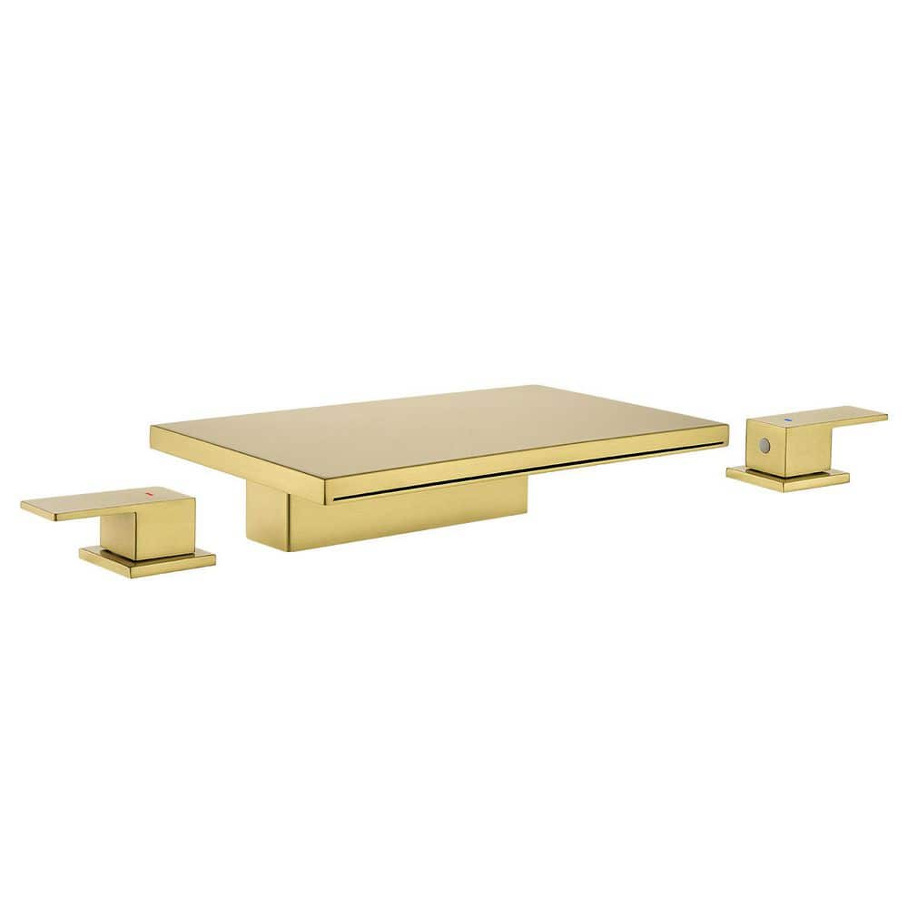 2-Handle Deck Mount Faucet with Water Spout SUS304 Stainless Steel Bathroom Faucet in Brushed Gold price history on PriceWatchPro