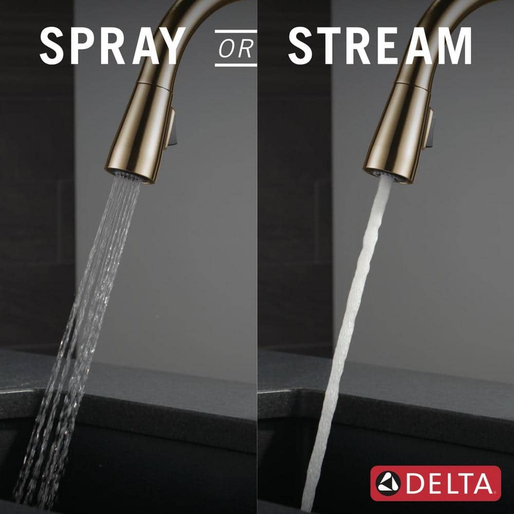 Champagne Bronze Single Handle Pull-Down Kitchen Faucet with Touch2O Technology