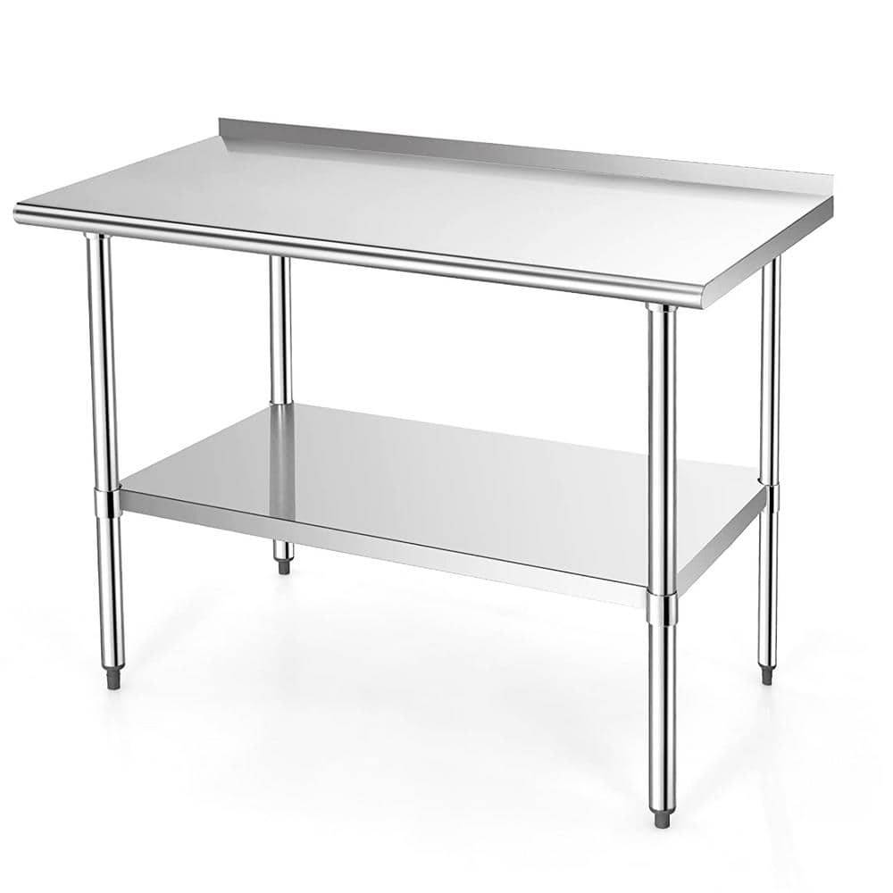 Bunpeony 48 In X 24 In Stainless Steel Kitchen Utility Table With   Stainless Steel Kitchen Prep Tables Scf044 64 1000 