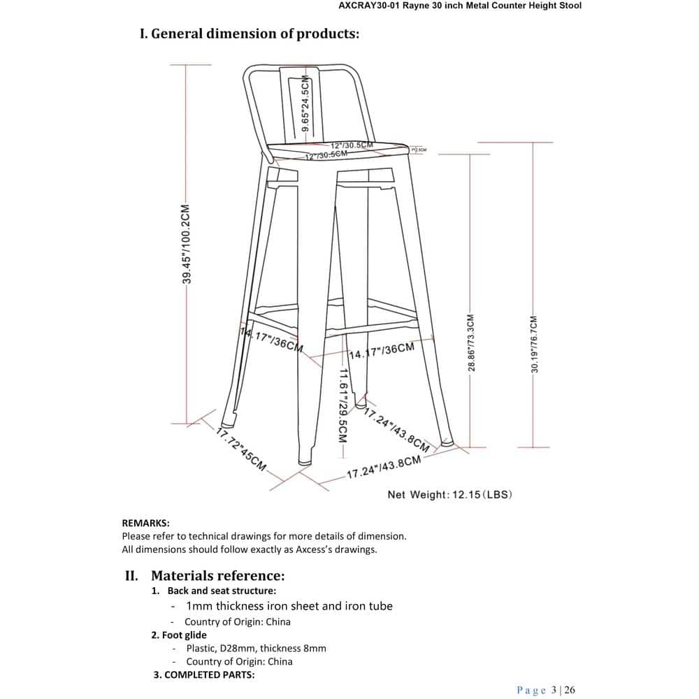 Rayne White 30 Inch Industrial Metal and Wood Bar Stool Set