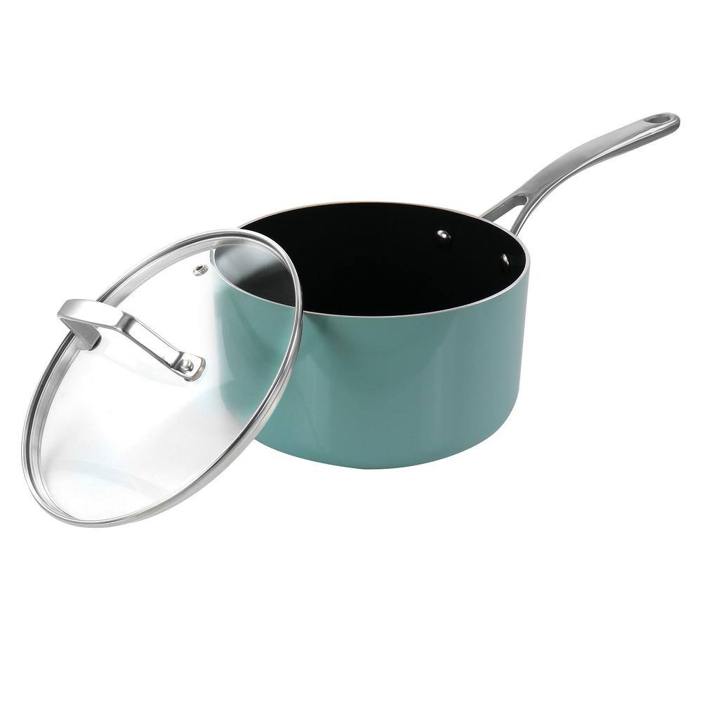 3.5 Quart Non-stick Aluminum Saucepan with Stainless Steel Handles