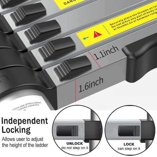 10.5 ft. Aluminum Extension Ladder with Non-Slip Feet, 300 lbs. Load Capacity, No Stabilizer Hooks