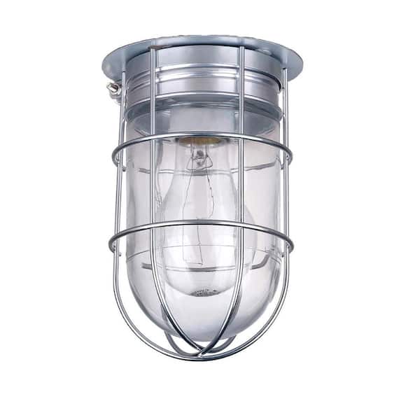 All Weather 1-Light Pewter Outdoor Ceiling Mount with Clear Glass
