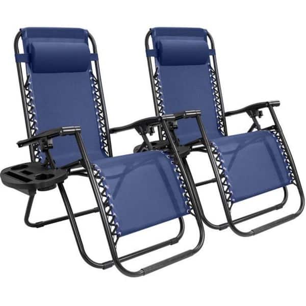 Cisvio Zero Gravity Chairs Set of 2 Camp Lounge Chairs Outdoor Lounge Patio Chairs with Adjustable Pillows (2-Pack)