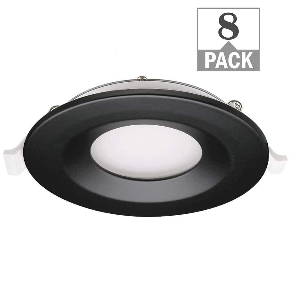 3 in. Canless Integrated LED Recessed Light Black Trim Kit 550 Lumens Adjus