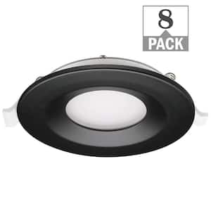 3 in. Adjustable CCT Integrated LED Canless Recessed Light Black Trim Kit 550 Lumens Kitchen Bathroom Remodel (8-Pack)