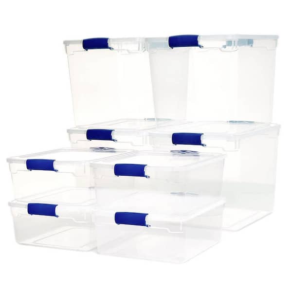 HOMZ 31 qt. Clear Plastic Stackable Storage Containers (4-Pack and 15.5 qt. 4-Pack)