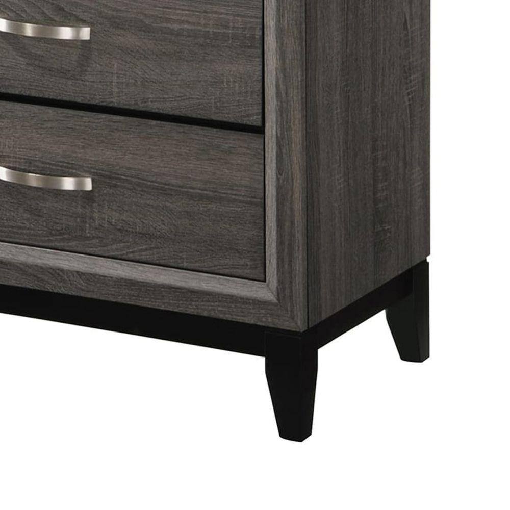 Gray 5-Drawer Transitional Chest with Chamfered Feet