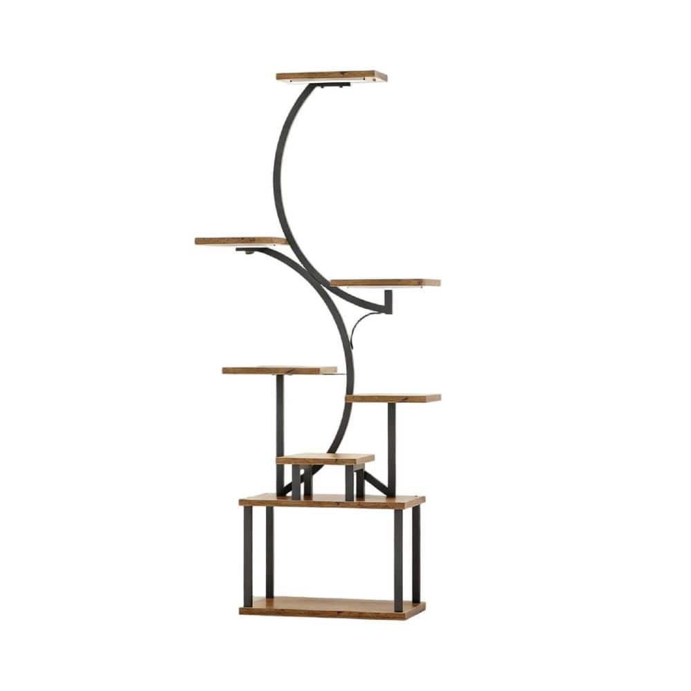 8 Tiered Black S-Shaped 17 in. Wood Decorative Stand HDCT86YXL3