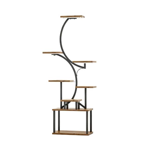 8 Tiered Black S-Shaped 17 in. Wood Decorative Stand HDCT86YXL3