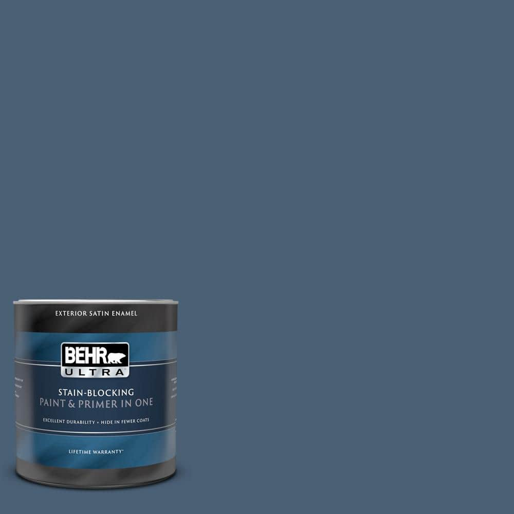 BEHR ULTRA 1 qt. #PPU14-19 English Channel Satin Enamel Exterior Paint ...