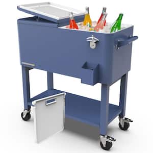 Party Cooler, 80-qt. Capacity, Removable Basin, Divider Cooler, Rolling Ice Chest for Entertainment, Matte Blue
