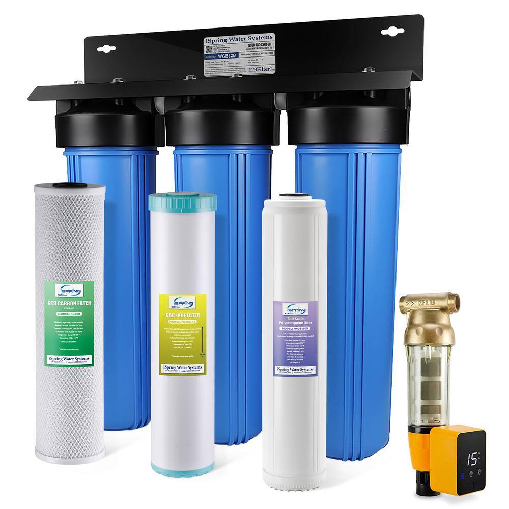 ISPRING Whole House Water System w/Auto-Flushing Spin Down Filter, Anti ...