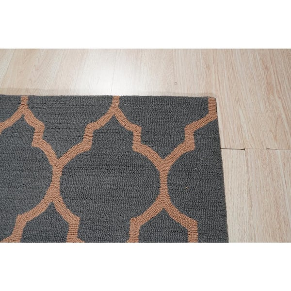 Dark Gray 5 ft. x 7 ft. Hand Tufted Wool Traditional Geometric Moroccan Rug