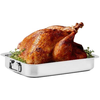 13 in. x 9.38 in. Dishwasher-Safe Stainless Steel Roasting Pan with Wire Rack and Handles