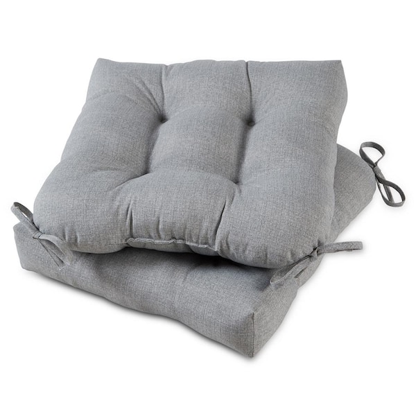 Greendale Home Fashions Heather Gray 20 in. x 20 in. Square Tufted Outdoor Seat Cushion (2-Pack)