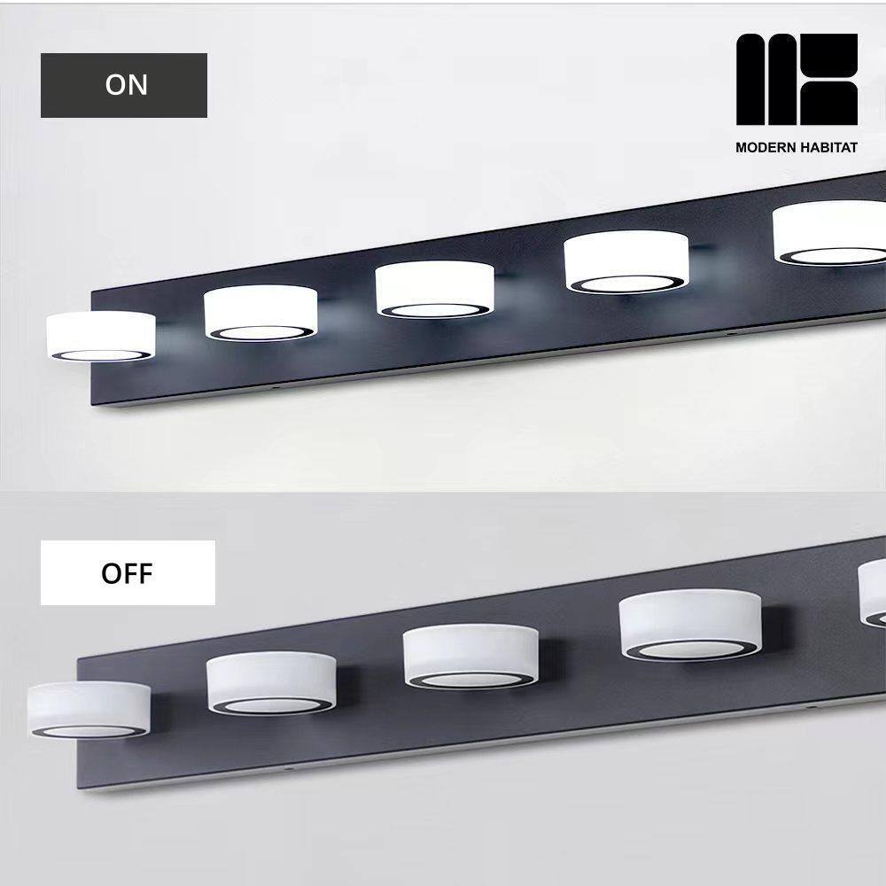 Black Metal 4-Light Dimmable LED Vanity Fixture