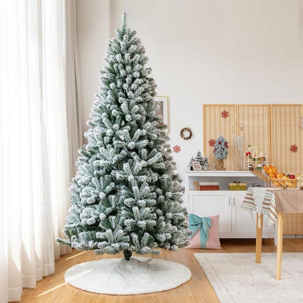Pre Lit White Christmas tree Frosted Pines Artificial Bushy Xmas Home Decor 8Ft 