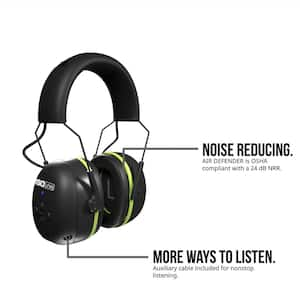 AIR DEFENDER Bluetooth Earmuff Hearing Protector, 24 dB Noise Reduction Rating, OSHA Compliant Ear Protection Headphones