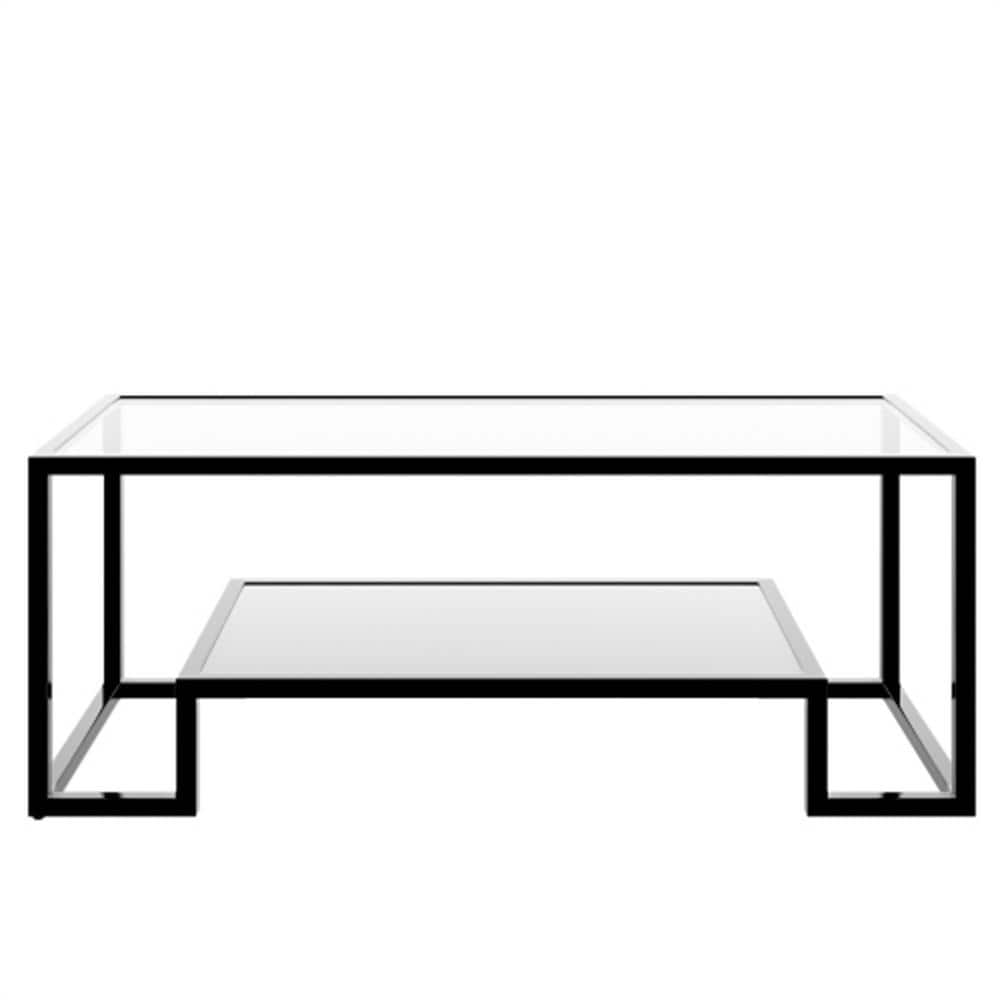 Donason 45.20 in. Black Small Rectangle Glass Coffee Table ZYP540417