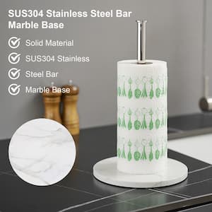 Kitchen Paper Towel Holder Countertop Standing with Natural Marble Base for Kitchen, Bathroom, Bedroom In Chrome