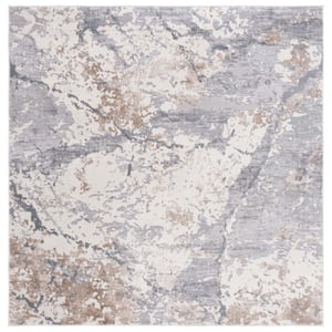 Eternal Gray/Beige 7 ft. x 7 ft. Gradient Abstract Square Area Rug