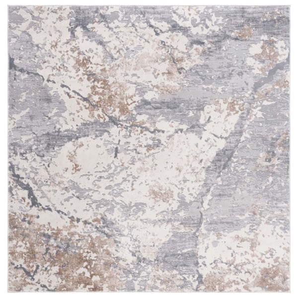 SAFAVIEH Eternal Gray/Beige 7 ft. x 7 ft. Gradient Abstract Square Area Rug