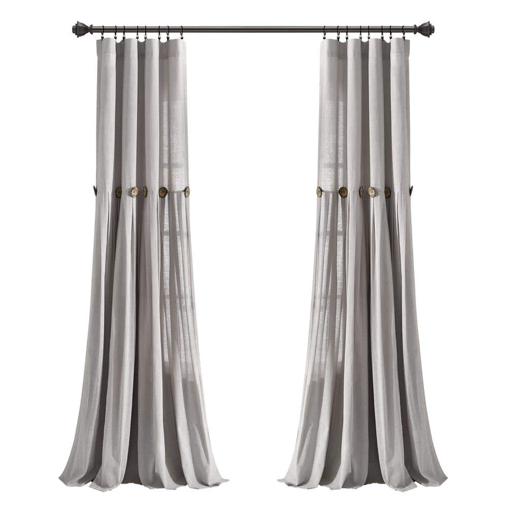 Gray Linen Rod Pocket Room Darkening Curtain - 40 in. W x 84 in. L