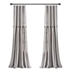 Gray Linen Rod Pocket Room Darkening Curtain - 40 in. W x 84 in. L
